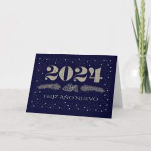 Festividades Feliz Año Nuevo 2024. Cartão de Ano Novo em espanh
