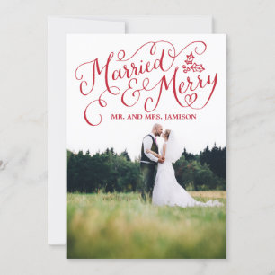 Festividades Feliz Cartão com fotos de Natal Casado e Feliz