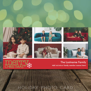 Festividades Feliz Cartão com fotos de Natal com colagem de 5