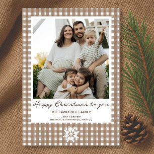 Festividades Feliz Cartão com fotos de Natal Gingham Country