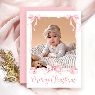 Festividades Feliz Cartão com fotos rosa de Natal