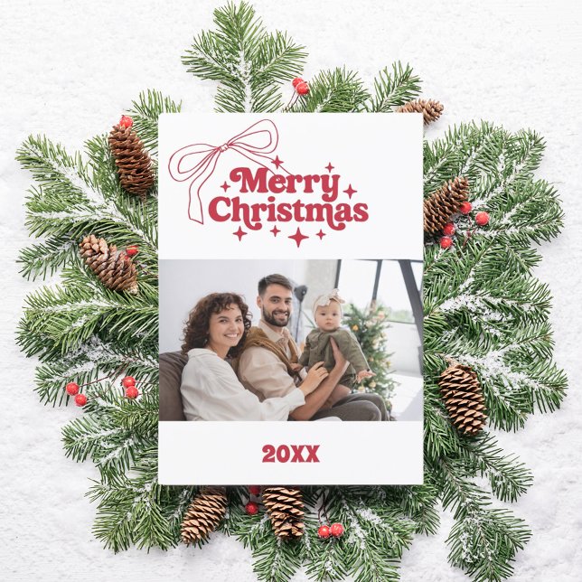 Festividades Feliz cartão com fotos vermelho do arco de Natal (Criador carregado)