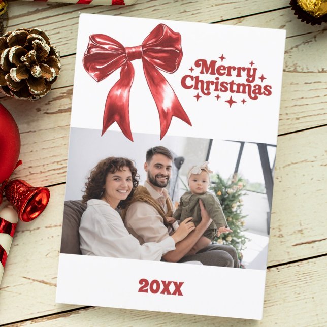 Festividades Feliz cartão com fotos vermelho do arco de Natal (Criador carregado)