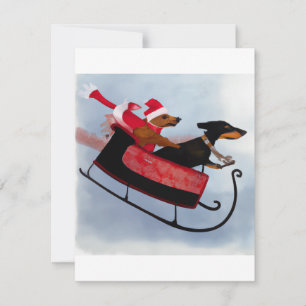 Festividades Feliz Cartão Dachshund Sleigh de Natal