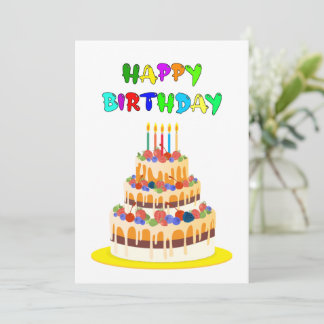 Festividades Feliz Cartão de Aniversário em texto colorido com 
