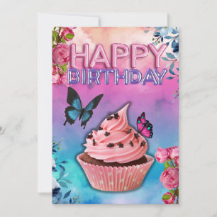 Festividades Feliz Cartão de Aniversário (Tema da Borboleta)