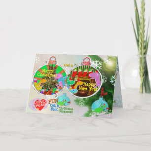 Festividades Feliz Cartão de Artesanato de Dinos de Natal