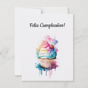 Festividades Feliz Cartão De Cupcake De Aniversário Em Espanhol