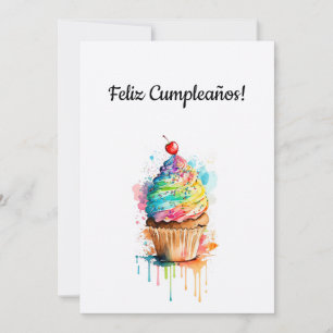 Festividades Feliz Cartão De Cupcake De Aniversário Em Espanhol