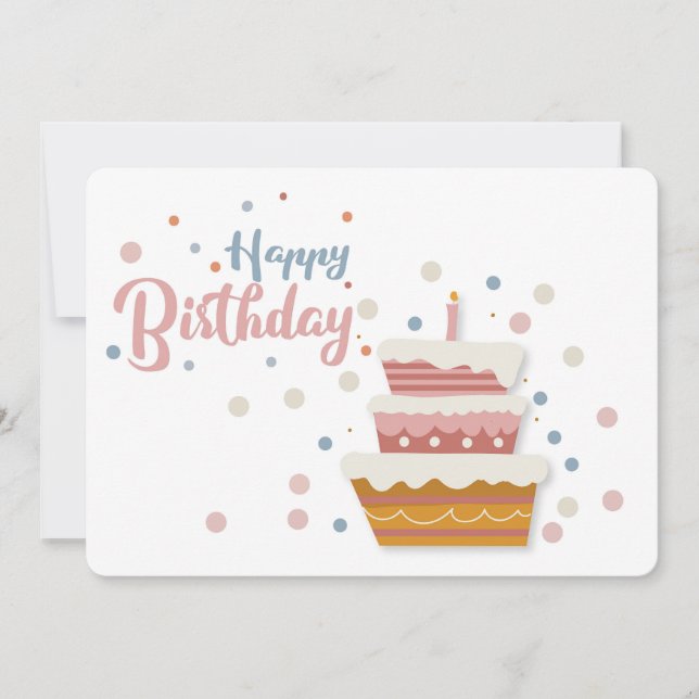 Festividades Feliz Cartão de Férias de Bolo de Aniversário (Frente)