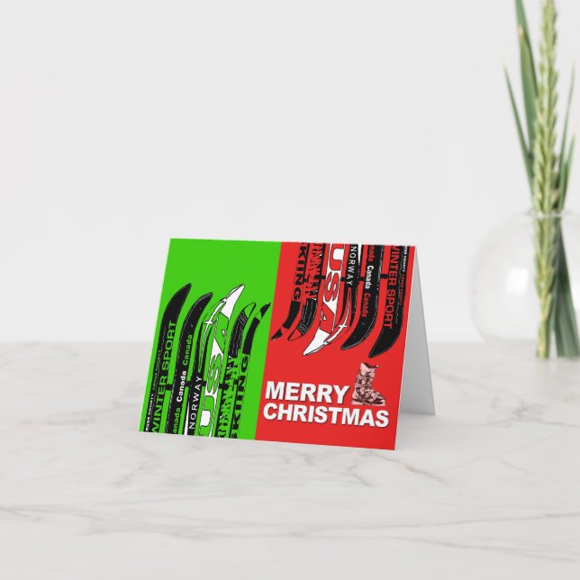 Festividades Feliz cartão de Natal Blade de neve com esqui (Frente)