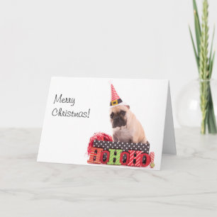 Festividades Feliz cartão de Natal com um Buldogue Francês