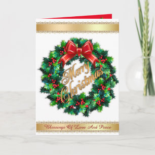 Festividades Feliz cartão de Natal Holly Wreath
