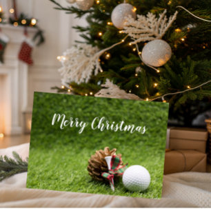 Festividades Feliz cartão de Natal para golfista com bola de g