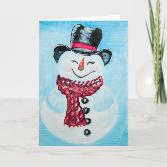 Festividades Feliz Cartão de Saudação Snowman (Frente)
