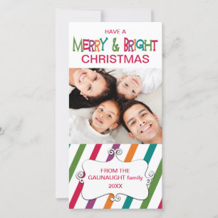 Festividades Feliz de stripey e Cartão com fotos de feriado dir