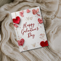 Feliz Dia das Galentines Cartão Elegante de Coraçã