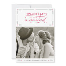 Feliz e Cartão com fotos de feriado recém-casado