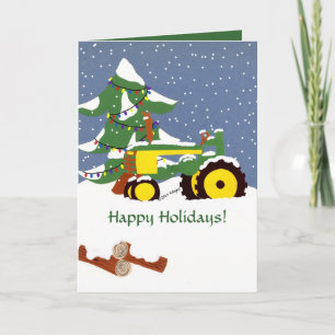 Festividades Feliz Feriados! Cartão de saudação do trator
