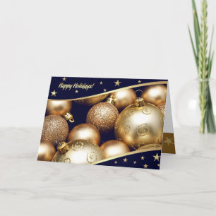 Festividades Feliz Férias. Cartão de Férias de Natal Dourado