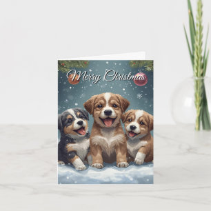 Festividades Feliz Natal Cachorrinhos Fofos Cartão de Natal
