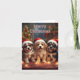 Festividades Feliz Natal Cachorrinhos Fofos Cartão de Natal