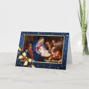 Festividades Feliz Natal. Cartão de Cena da Natividade em Portu