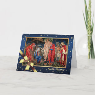 Festividades Feliz Natal. Cartão de Cena da Natividade em Portu