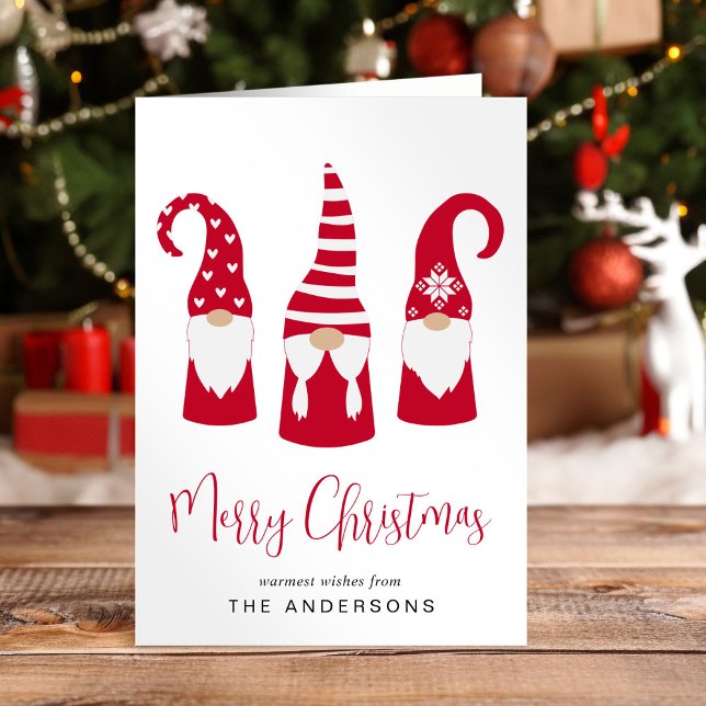 Festividades Feliz Natal - Cartão de Férias dos Gnomos Vermelho (Criador carregado)