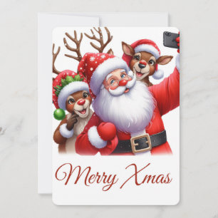 Festividades Feliz Natal, cartão de saudação selfie Papai Noel