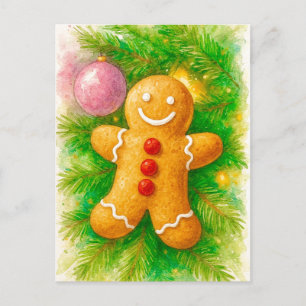 Festividades Feliz Natal de Biscoito de Gengibre Cartão Postal
