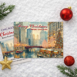 Festividades Feliz Natal de Chicago Cartão Postal de Férias
