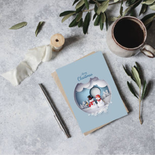 Festividades Feliz Natal - Diversão de Cartão Snowman Snowball