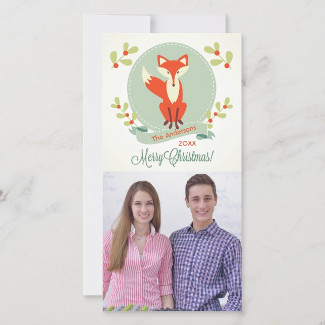Festividades Feliz Natal Raposa - Cartão de Foto de Natal (Frente)