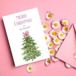Festividades Feliz Natal, Rosa e Verde, Cartão de Férias Mínimo