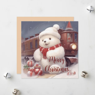 Festividades Feliz Natal - Urso Polar Fluffy e Cartão de Comboi