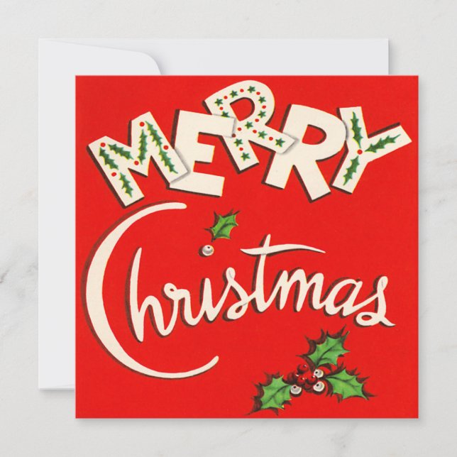 Festividades Feliz Natal Vintage Cartão de Natal Flat (Frente)