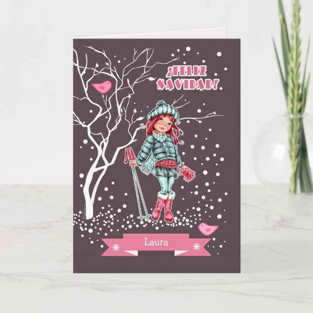 Festividades Feliz Navidad. Cartão de Natal em espanhol (Frente)