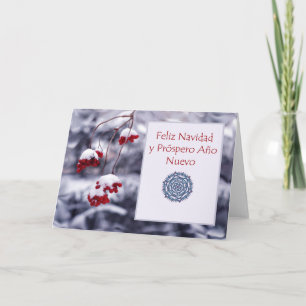 Festividades Feliz Navidad, cartão de Natal espanhol, bagas