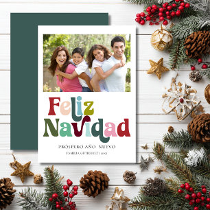 Festividades Feliz Navidad Foto Retro Cartão de Natal em Espanh