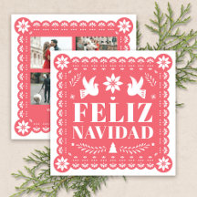 Feliz Navidad Papel Picado Cartão de Natal