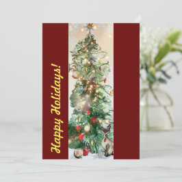 Festividades Felizes Festas Cartão Plano com Árvore de Natal