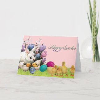 Festividades Felz pascoa! Cartão de Boia, Pintinho e Ovos
