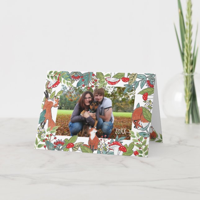 Festividades Feriado Cartão com fotos Fox Cuja Floresta de Nata (Frente)