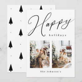 Festividades Feriados felizes Cartão de Férias Branco e Preto
