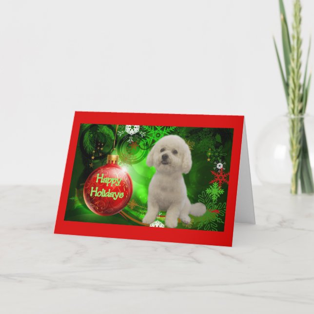 Festividades Feriados Felizes do Cartão de Natal Bichon Frise (Frente)