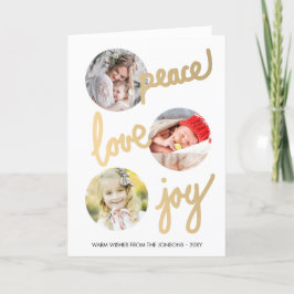 Festividades Feriados Manuscritos Dourados 3 Cartão de Colagem 