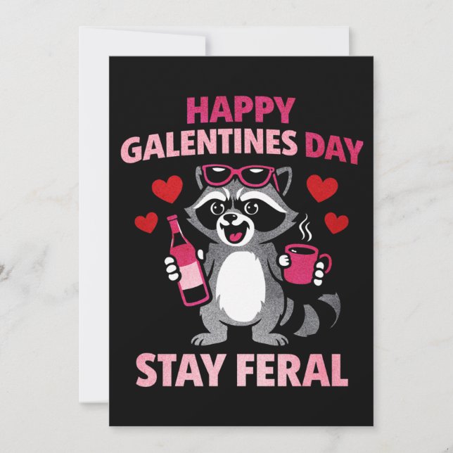 Festividades Fique Feral Galentines Cartão de Guaxinim (Frente)