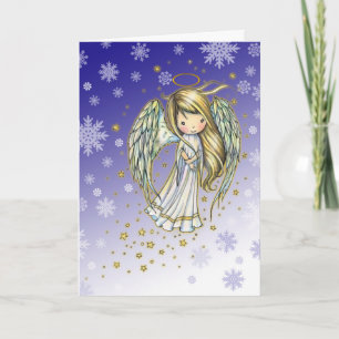 Festividades Floco de Neve Bonito Cartão de Feriado de Anjo Art