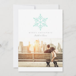 Festividades Floco De Neve Simples Em Mint | Cartão com fotos d